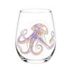 Clear Glass Cups for Party Stemless Wine Glasses with Marine Animal Pattern, 420ml Capacity, High Borosilicate Creative Gift Friends Cup, Round
