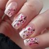 24 Pcs Medium Length Ballet Press On Nails Brown Floral Design Full Cover Detachable Fake Nails Manicure Set