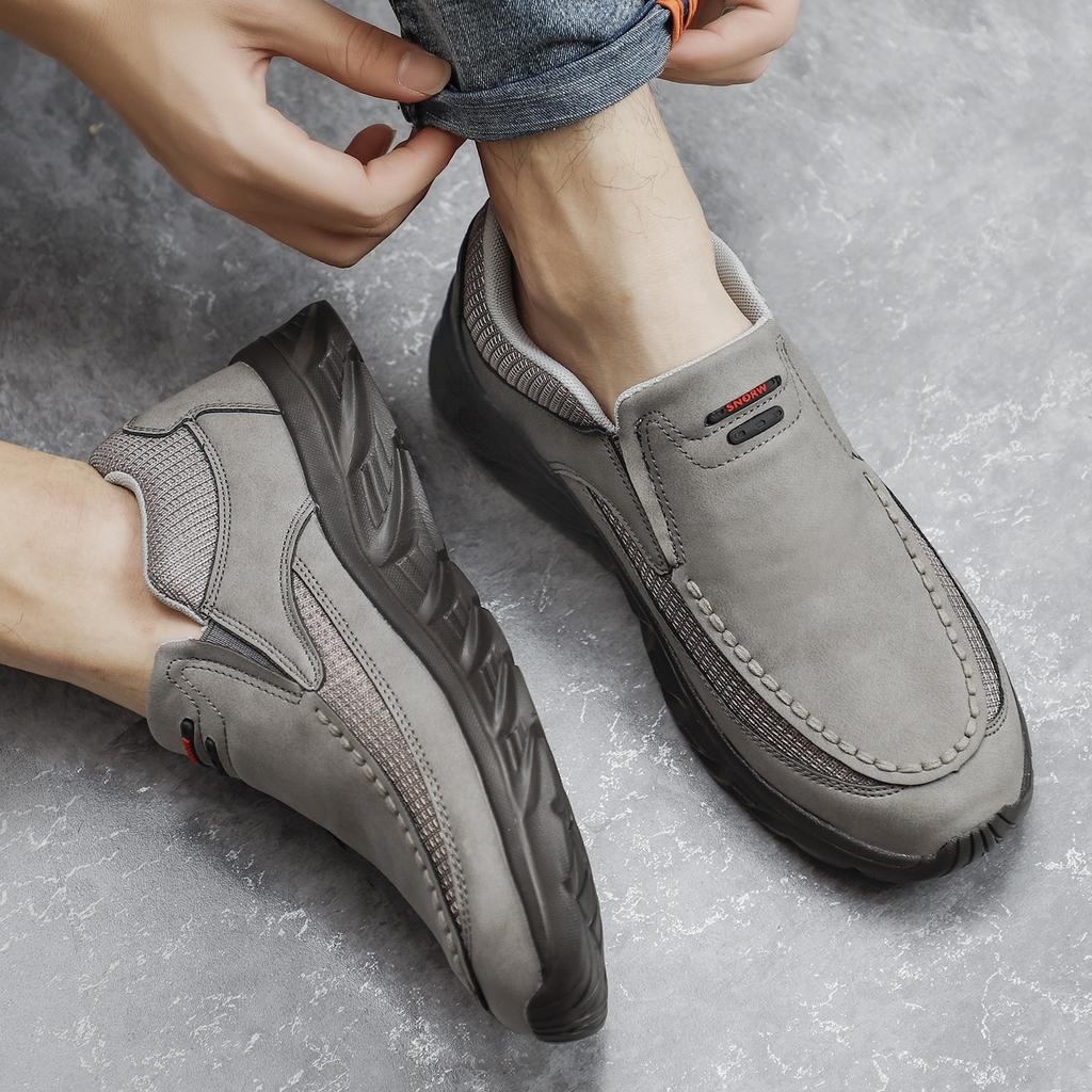 Men's Casual Leather Casual Shoes Breathable Loafers Men Sneakers Male Comfortable Leather Flat Footwear Sneakers Men Shoes