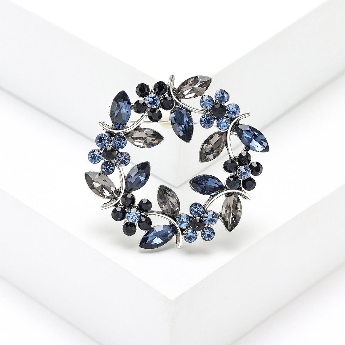 

Венок Кристальная брошь Кристалл Бриллиант Оливковая ветвь Нагрудный венок Аксессуары для одежды синий