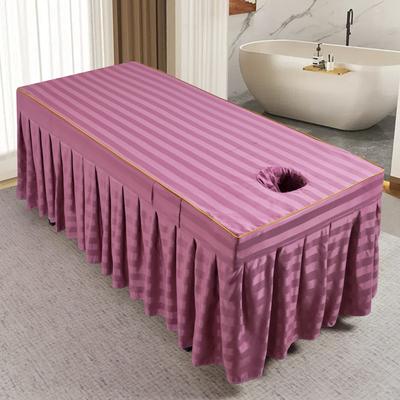 Striped Beauty Salon Bed Cover with Face Hole Breathable Bed Cover Fitted Massage Table Skirt for Beauty Salon Massage SPA