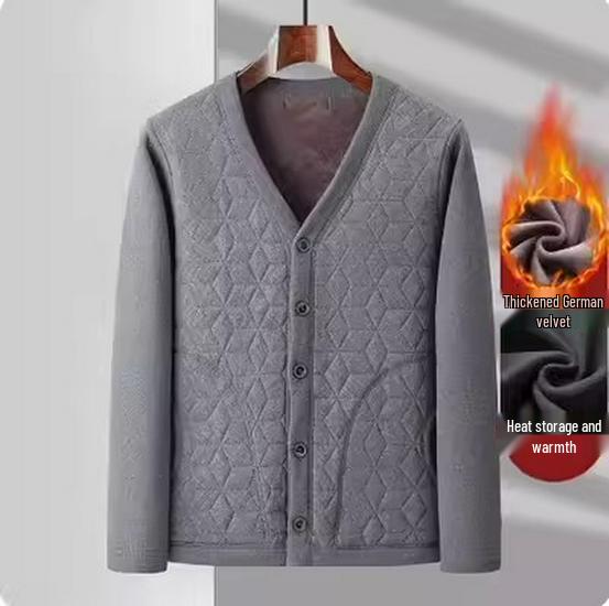 Woodpecker Men s Fleece-lined Winter Jacket: Thick Cotton-padded Camel Coat for Elderly 3XL for 140-160 jin
