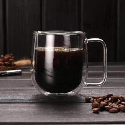 250/350ml Double-layer Transparent Glass Coffee Cup with Handle Glass Coffee Mug Heat-resistant Espresso Cup Tea Drink Cups