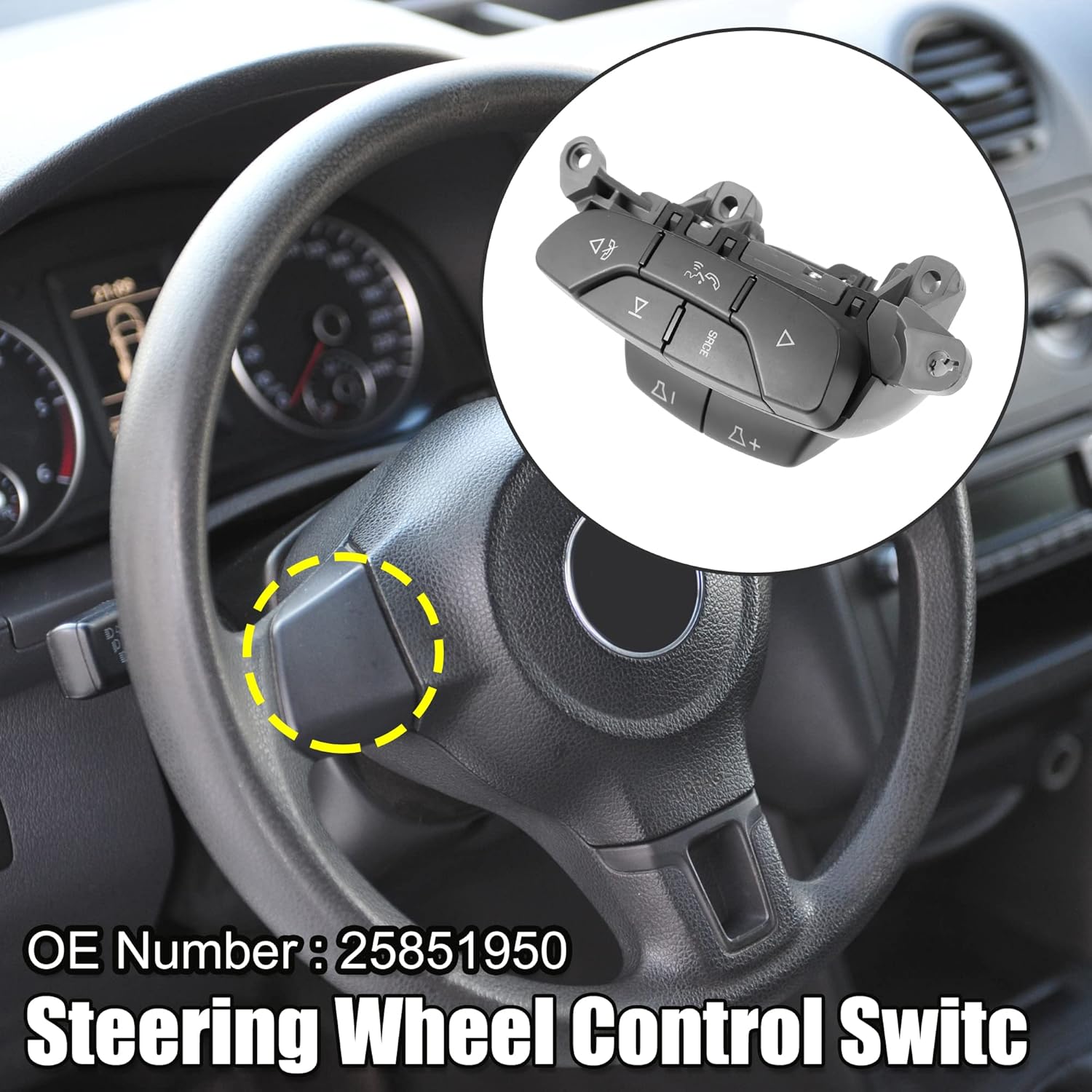 

ACROPIX Steering Wheel Audio Radio Stereo Volume Control Switch Replaces Fit for Chevrolet Silverado 2500 HD Silverado 3500 HD - Pack of 1 Black