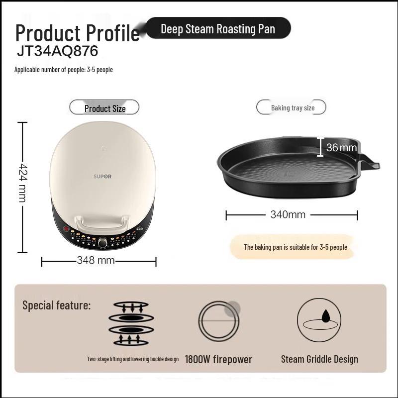 

SUPOR Electric Griddle with Double-Sided Heating