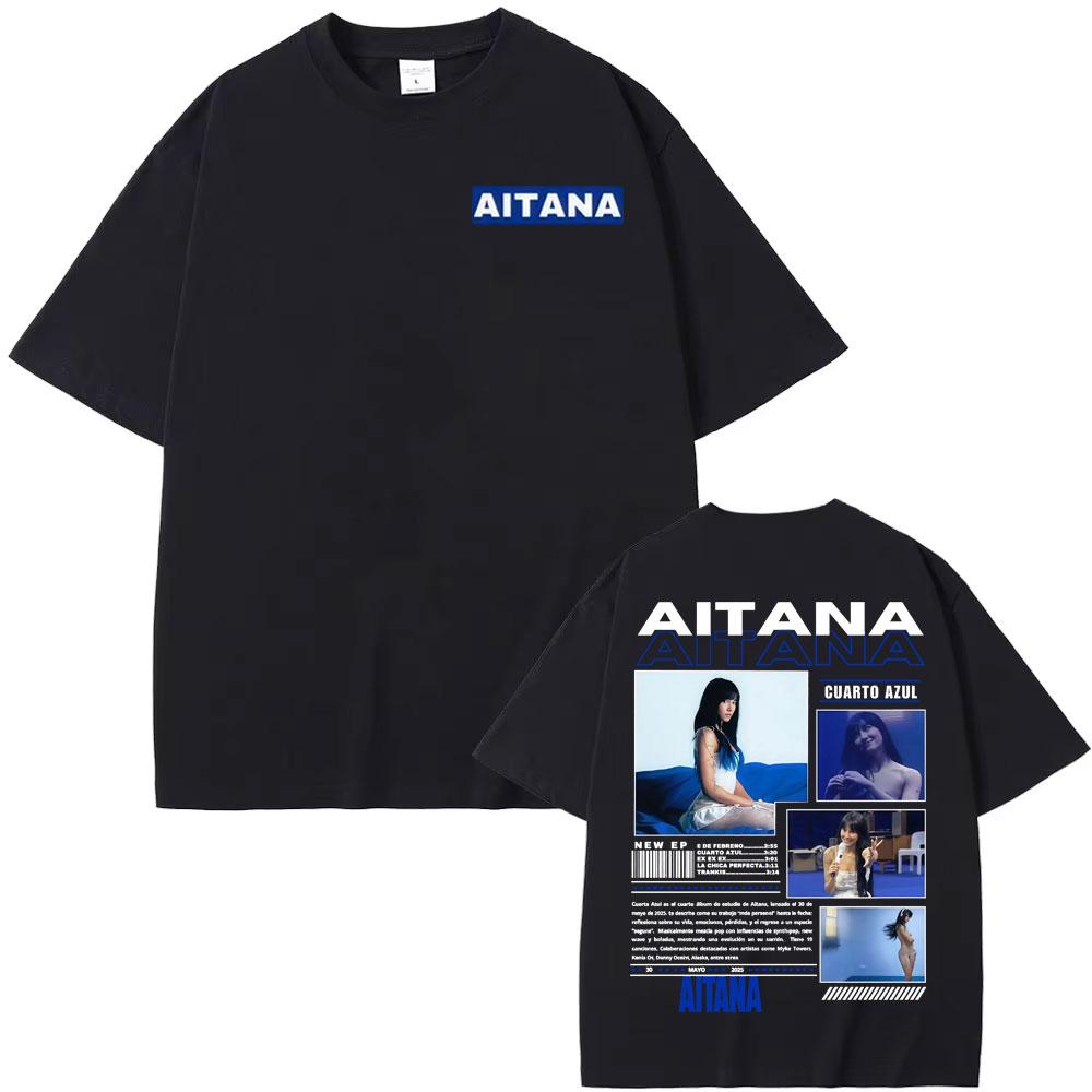 2026 Singer Aitana Cuarto Azul Tour Camisetas Gráficas Unisex Moda Femenina Estética Camiseta de Manga Corta Algodón Camiseta Casual
