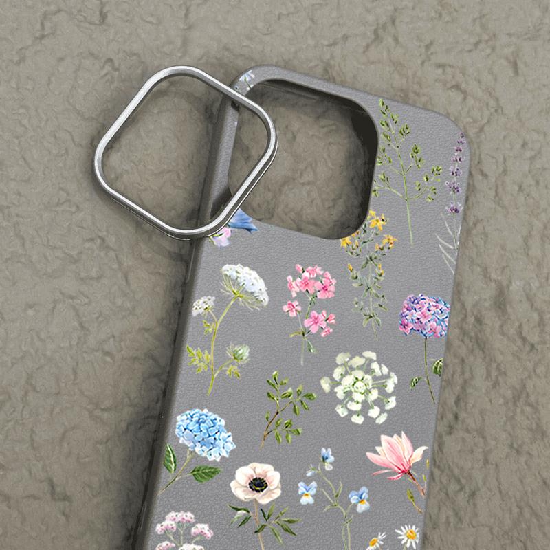 Nárazuvzdorné měkké TPU barevné květinové pouzdro na telefon pro iPhone 16 Pro 15 14 Plus 13 12 Pro Max 11 kožená textura, jednobarevný tenký kryt