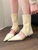 2025 spring new pointed hollow low heel versatile non-slip boots women's summer new elastic thin women's short boots