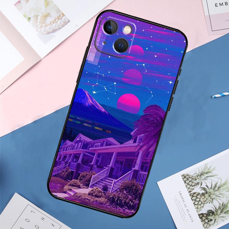 Anime Vaporwave Glitch Case For iPhone 14 15 16 Pro Max 11 12 13 Mini X XR XS Max Plus Phone Back Cover