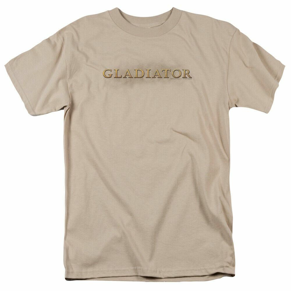 

Gladiator Logo T Shirt Licensed Historical Movie Classic Retro Tee New Sand L