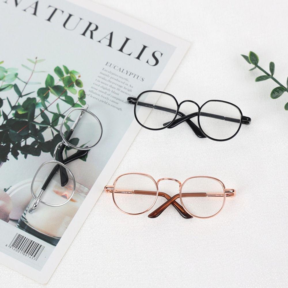 Metal Doll Glasses Round Frame Doll Accessories Creative Plush Doll Eyeglasses  for 20cm Dolls