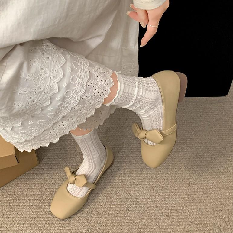 White French Retro Thick Heel Heightening Shallow Mouth Single Shoes Women's 2025 New Summer Skirt Versatile Mary Jane Shoes