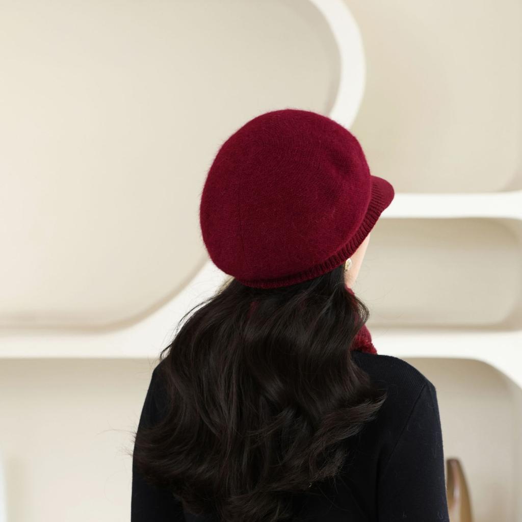New Winter Style Old Lady Windproof Plus Eeled Duck Tongue Knitted Wool Hat for Girls Mother Rabbit Hair Warm Hat