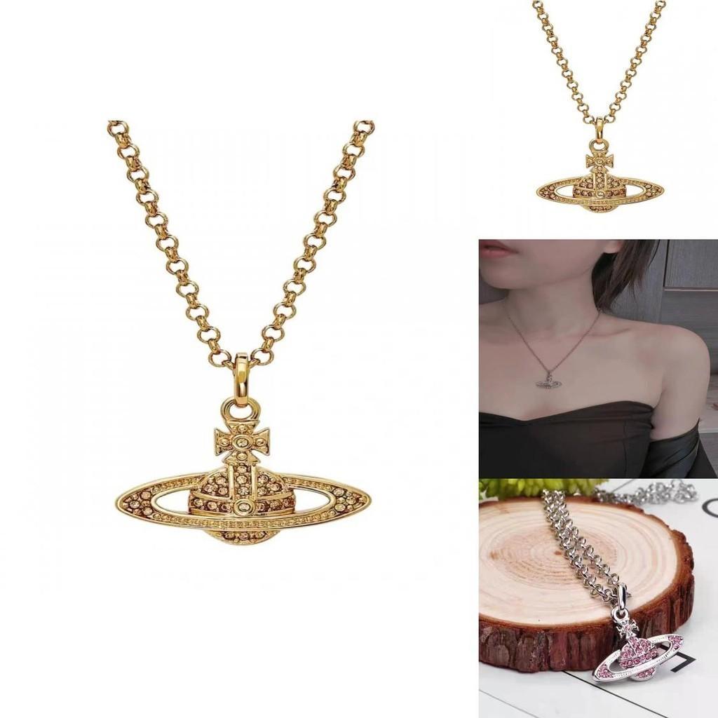 Elegant And Luxurious Saturn Necklace For Women Geometric Design With Sparkling Inlaid Diamonds