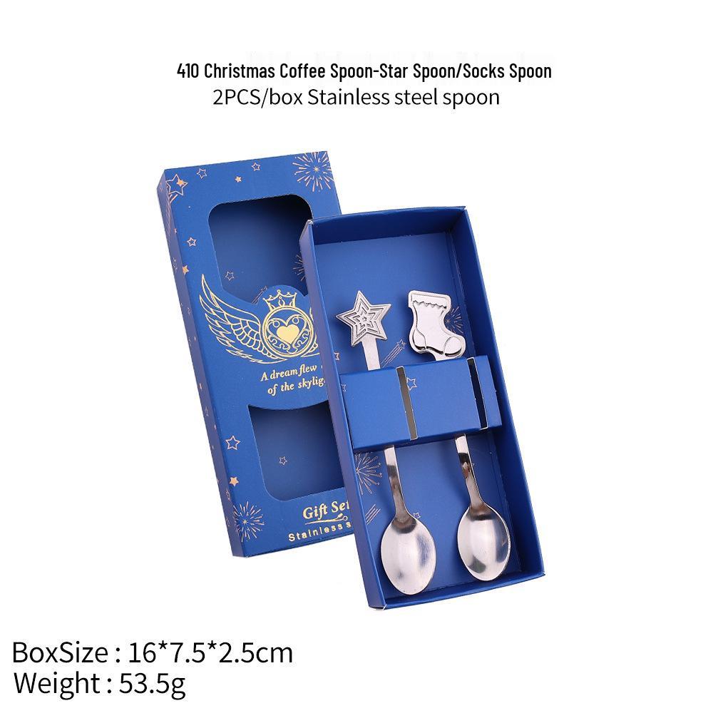 Stainless Steel Christmas Cartoon Coffee & Dessert Stirring Spoon: Snowman & Star Design