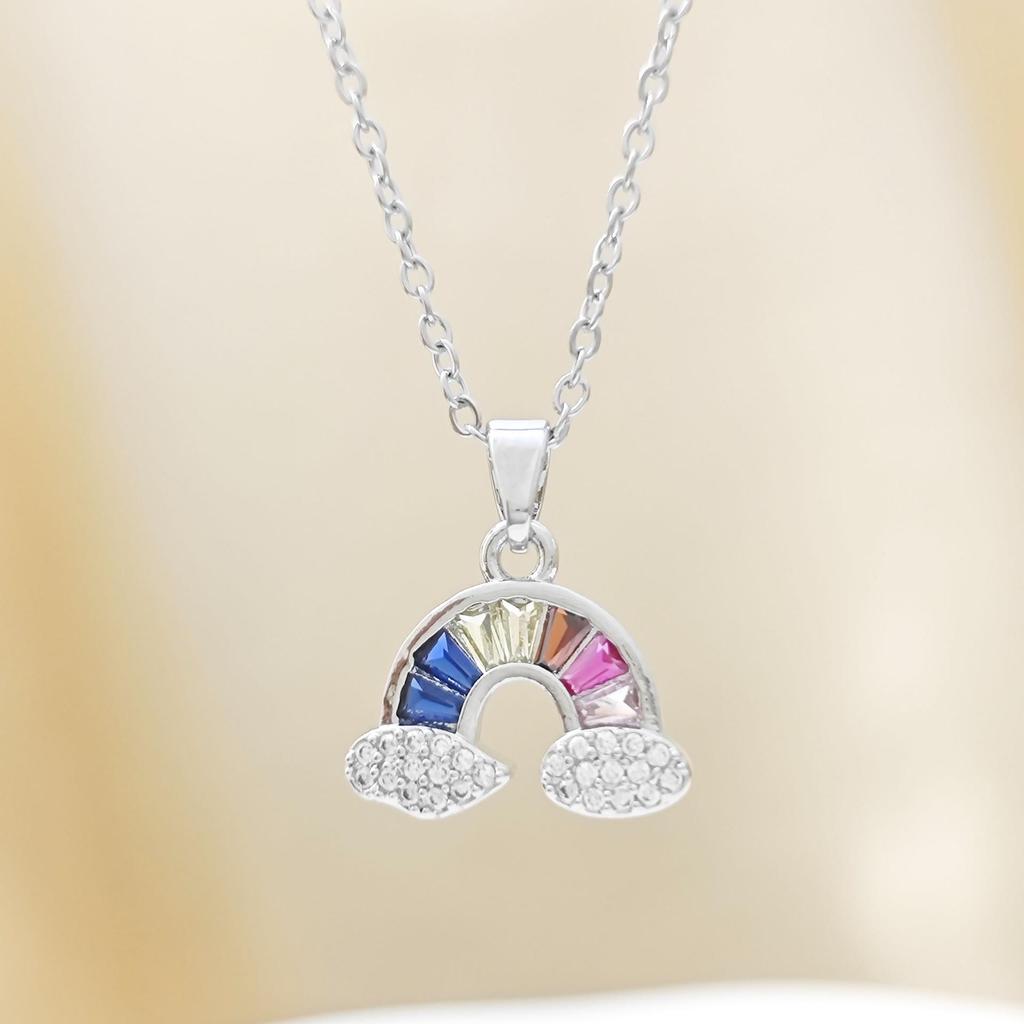 Rainbow Cloud Crystal Pendant Necklace - Light Luxury Titanium Clavicle Chain for Girlfriend