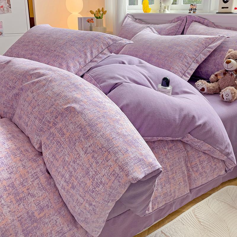 Category A 100% Cotton Brushed Four-Piece Bedding Set, Duvet Cover, Pure Cotton, Spring and Autumn Thickened Bedding