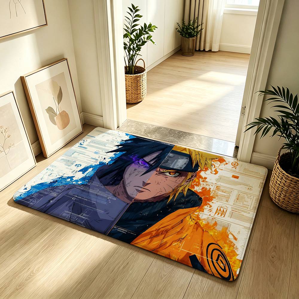 Anime N-Naruto Cool Carpet Bathroom Anti-slip Mat Door Mat Home Decoration Mat Entrance Door Mat Scratch-resistant Door Mat