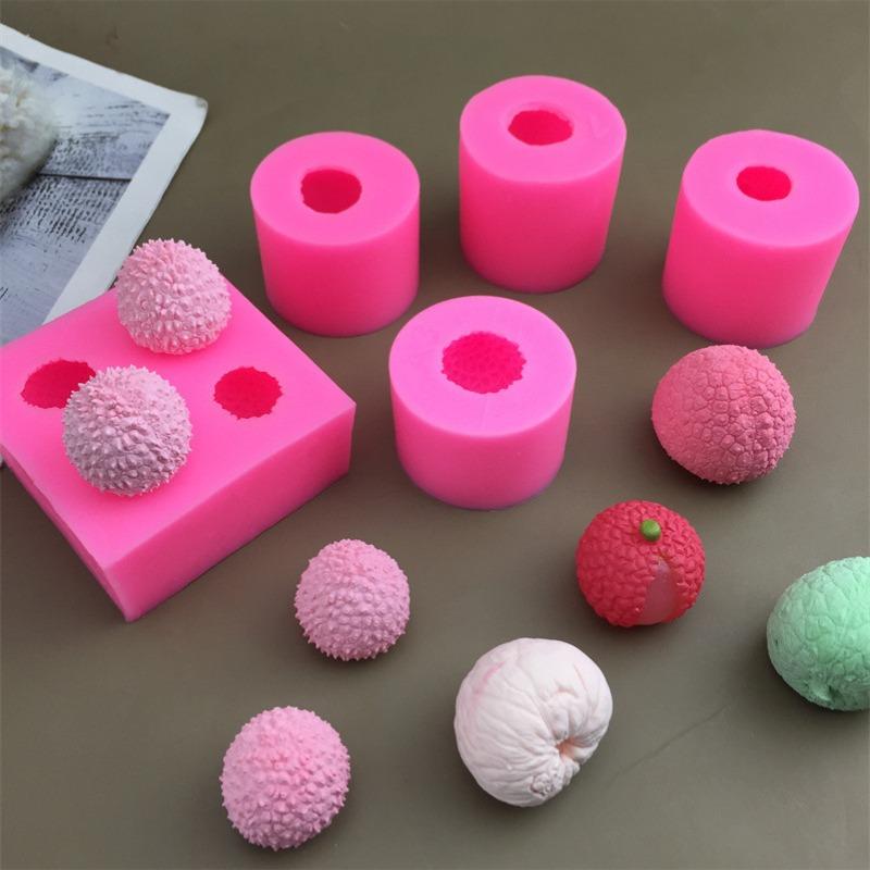 1Set 3D Lychee Silicone Molds for Fondant Soap Candle Strawberry Mango Wax Melts Berries Chocolate Candy Making Kitchen Tools