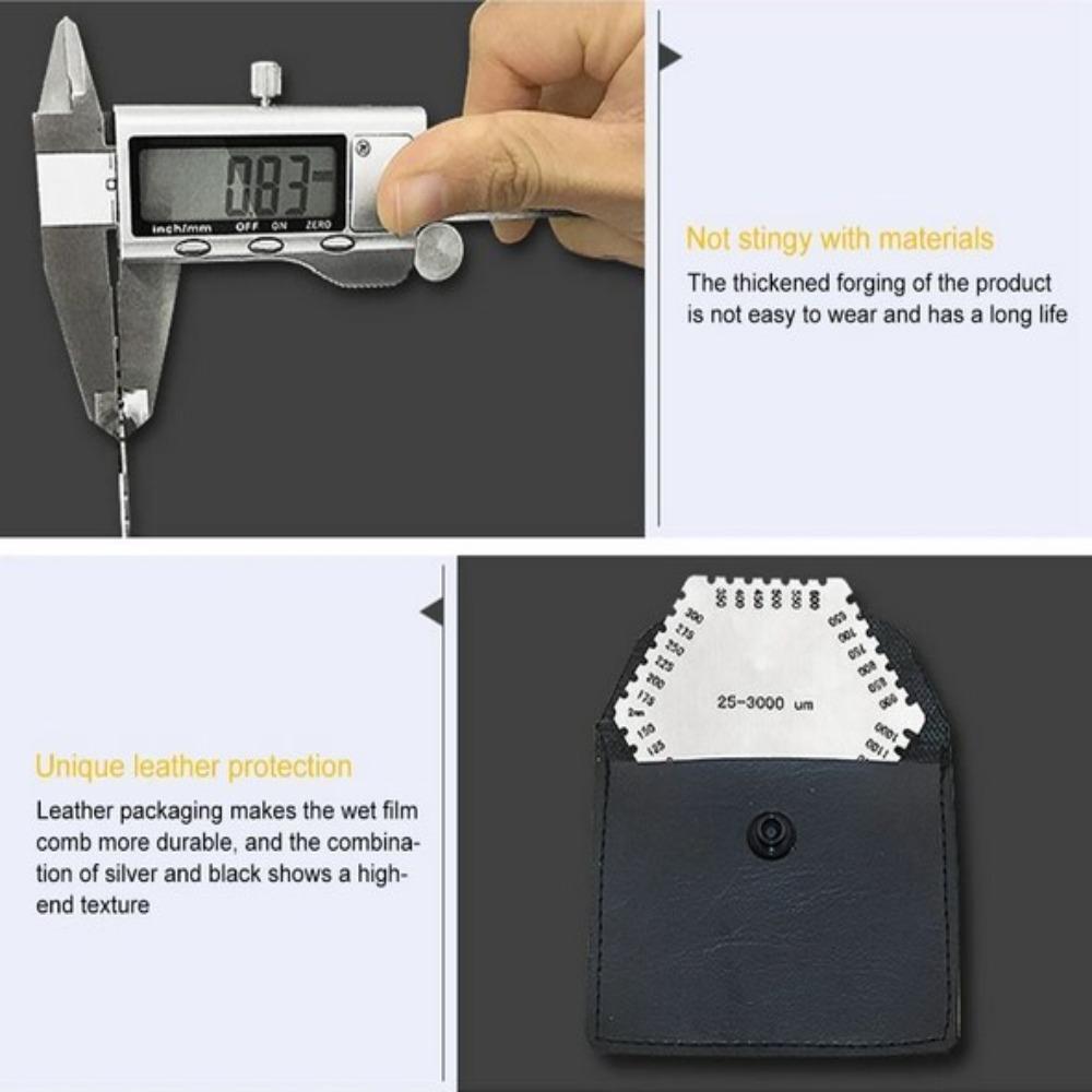 Stainless Steel Paint Coating Hexagon Wet Film Comb Anticorrosion Not Easy To Rust Wet Diaphragm Thickness Gauge Silver