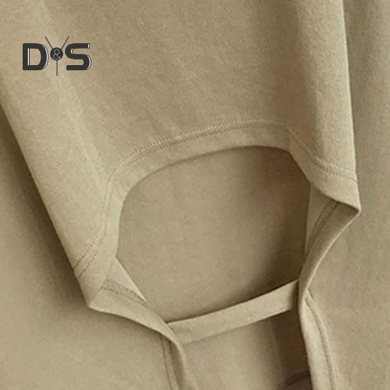 Damen Cropped Tops Rundhals Kurzarm Rücken Hohl Design Einfarbig Tops Sommerferien T-Shirt