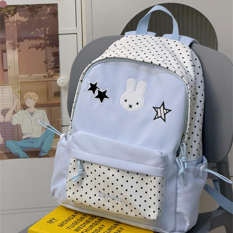 Schoolbag Korean Simple Cute Sweet Polka Dot Backpack High Value Campus Party Class Schoolbag Lightweight Backpack Tide
