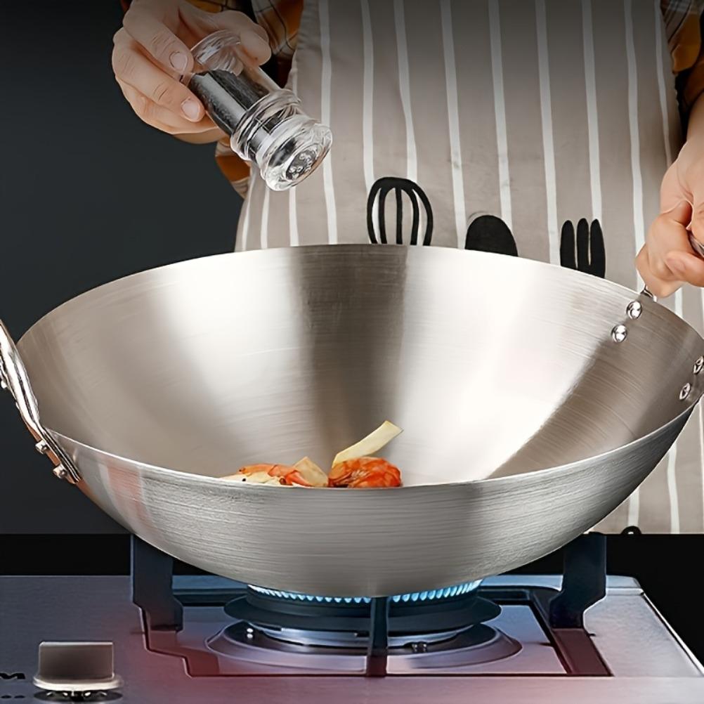 Stainless Steel Wok with Two Handles Multi Functional Wokes Pans Rust and Scratch Resistant Wokes Pans Kitchens Accessories