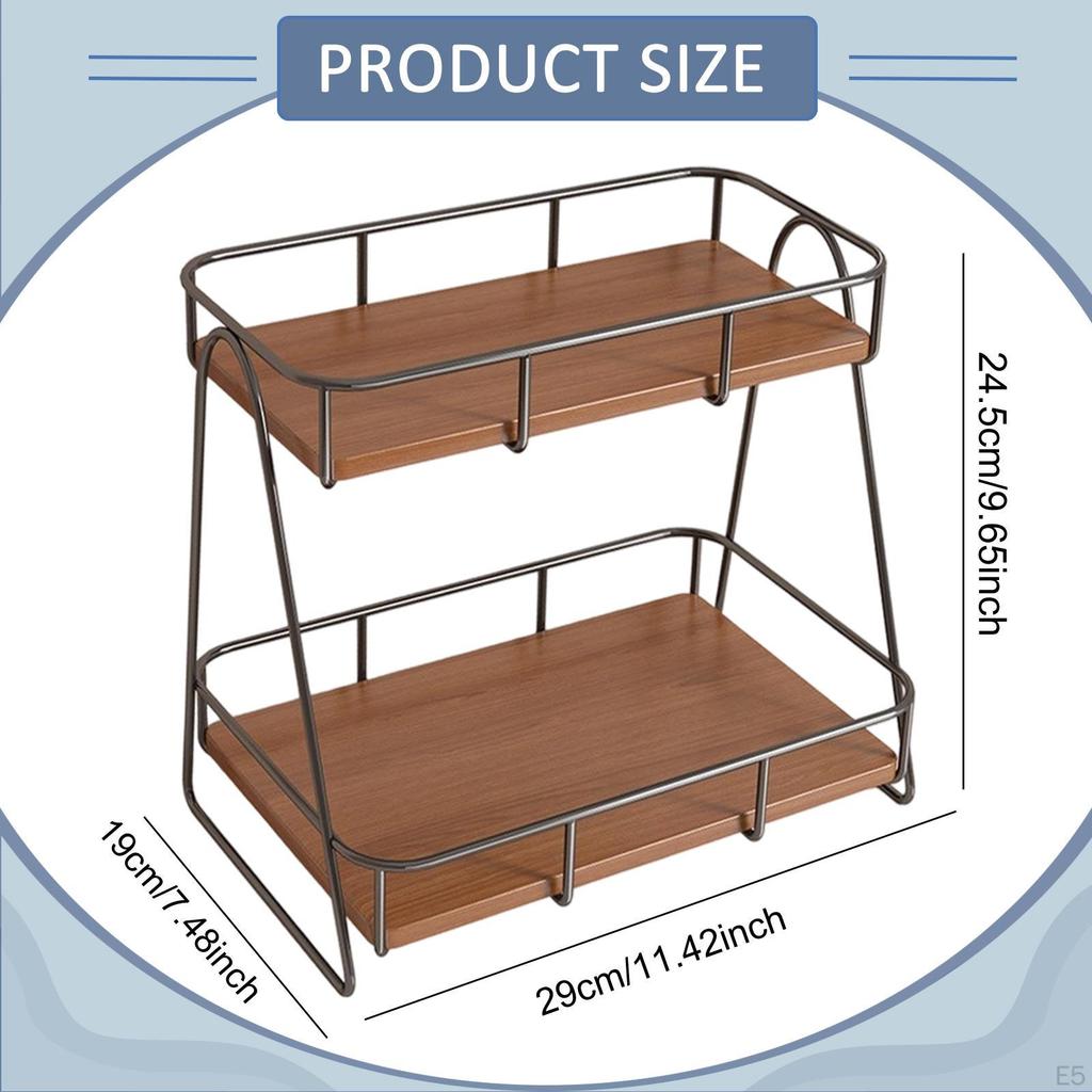 Bathroom Counter Organizer Desktop Storage Rack Modern Creative Retro Design 2 Tier Cup Riser Stand