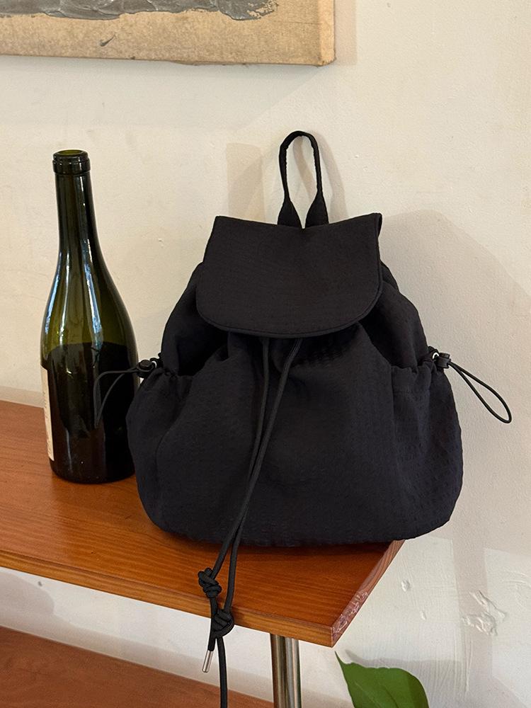 Korean Plaid Drawstring Backpack: Large-Capacity, Versatile, Lightweight Nylon School Bag