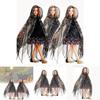 Enchanting Black Halloween Cloak With Spider Pattern Tail For Kids Dress Up Costume