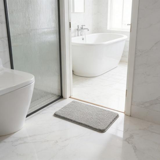 Bodenmatte Maschinenwaschbar Dick Plüsch Badezimmerteppich Super Saugfähig Schnelltrocknend Weich Rutschfest Duschmatte