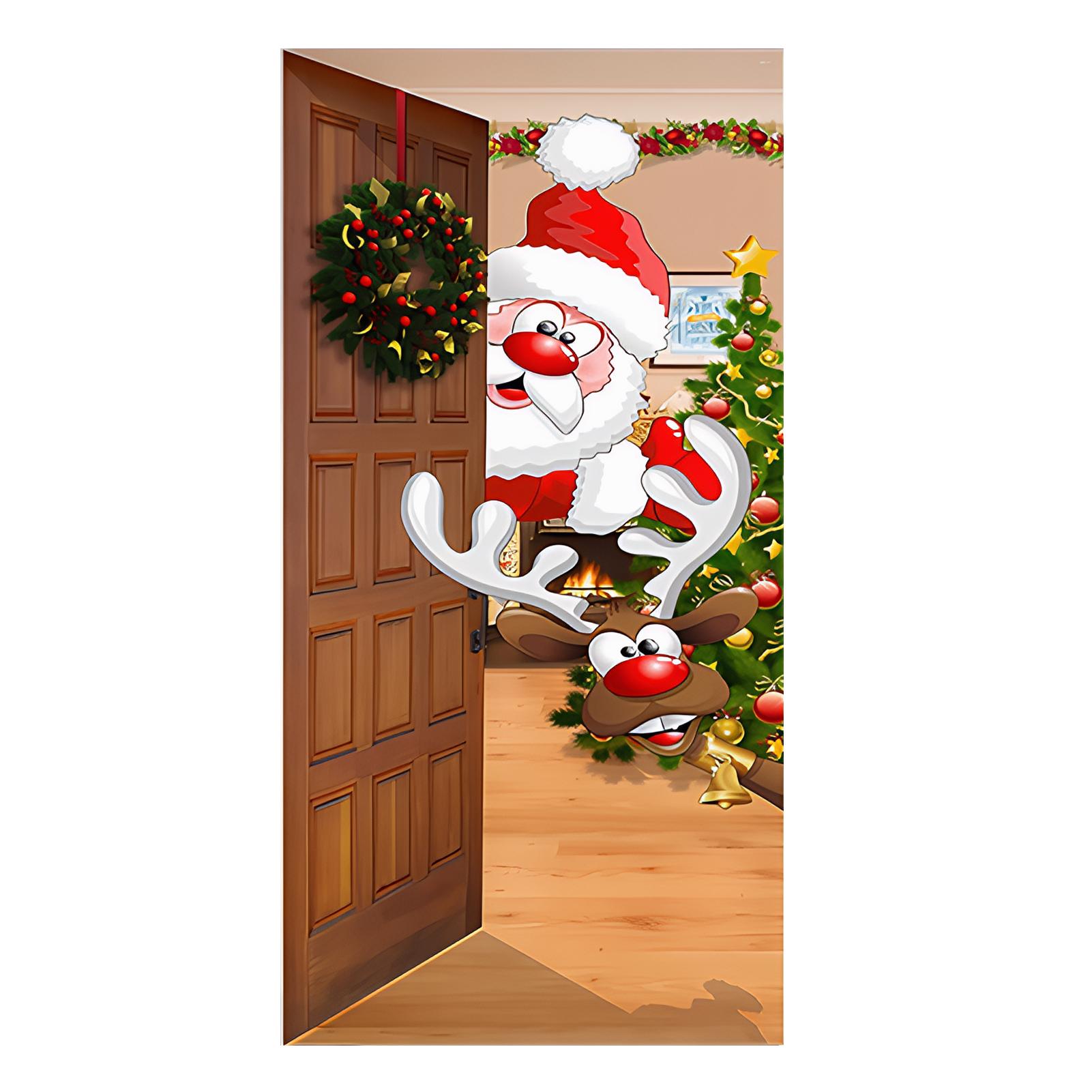

Christmas Front Door Festive cloth For Santa Reindeer Christmas Doors Whimsical Xmas Party Festival With cloth