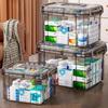 Clear Medicine Organizer Storage Box with Tray, Plastic First Aid Box Empty, Thickened Medicine Container Chest