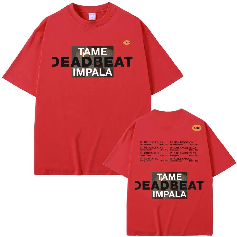 

Tame Impala Deadbeat Tour2026 Футболка Летняя Рок Рукав Оверсайз С Круглым Вырезом Топы Одежда Круглый Вырез Рэпер Ropa Mujer XL