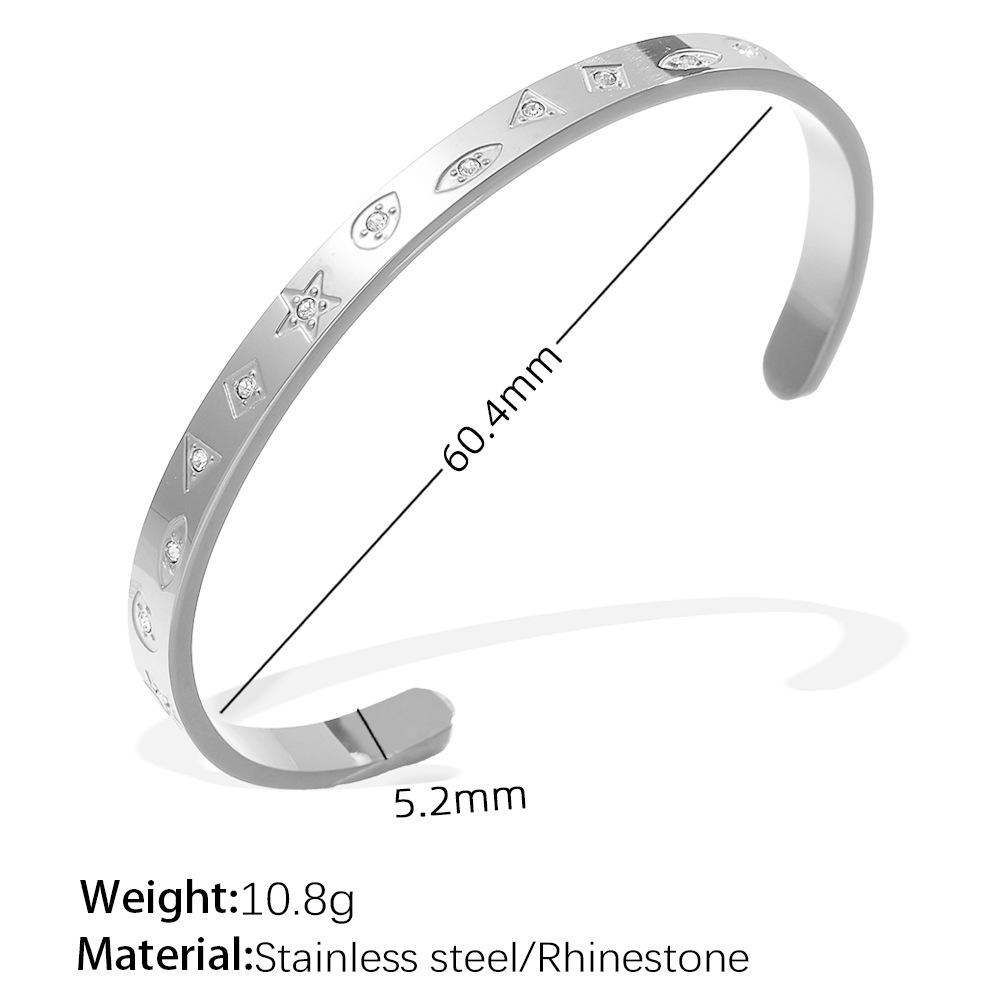 Exaggerated Personality Versatile Titanium Steel Inlaid Zircon Marine Series Stainless Steel Advanced Sense Opening Bracelet