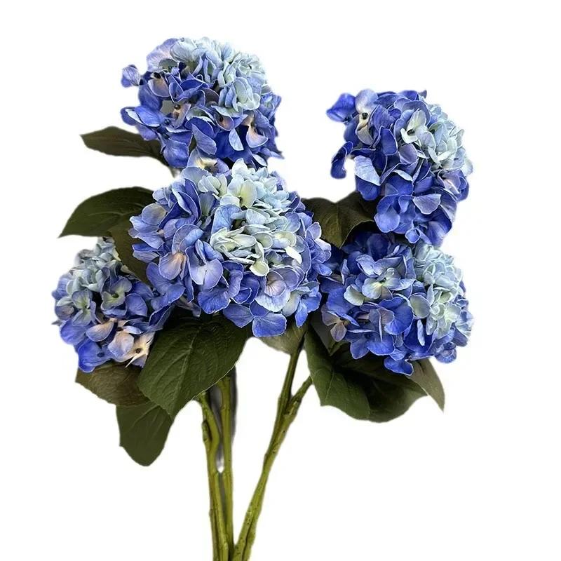 Simulation Hydrangeas 3D Printing Fake Flowers Table Decor Artificial Flower 62cm Hawaiian Hydrangea Branch Office Decoration