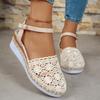 Fashion 2025 Large Size New Roman Shoe Bag Toe, Fashionable Perforated Hemp Rope Anti-slip One-line Sandals with Wedge Heels