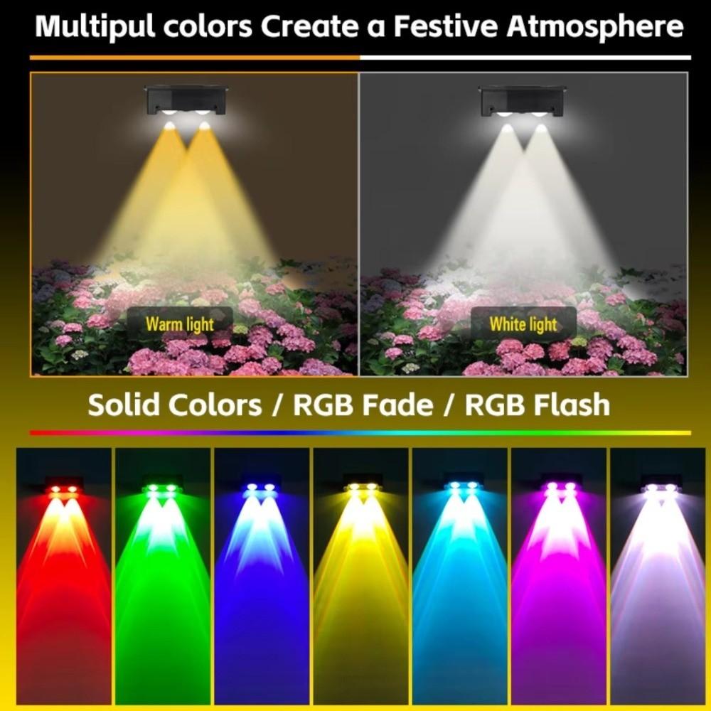 Waterproof Solar Wall Light Solar Powered Plastic Porch Illumination Light Colorful Light Dimmable Garden Light Yard