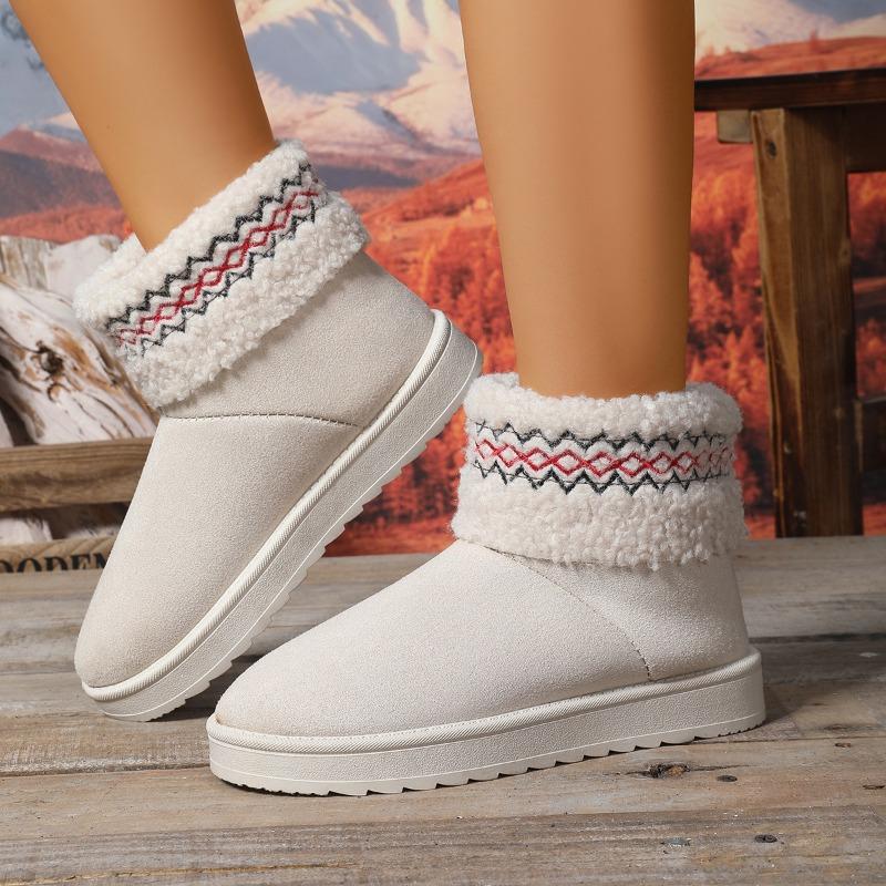 New velvet thickened warm short snow boots women's autumn and winter embroidered wool mouth Northeast velvet cotton shoes