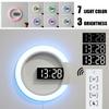 Meigar 3D Wall Clock LED Digital Table Clock Alarm Mirror Hollow Wall Clock Modern Design Nightlight Home Living Room