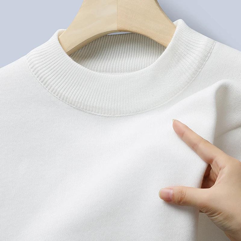 Winter Men O-Neck Solid Color Pullover Men Warm Slim Sweaters Male Clothing Underwear Men Knitting Blouse Base Tops