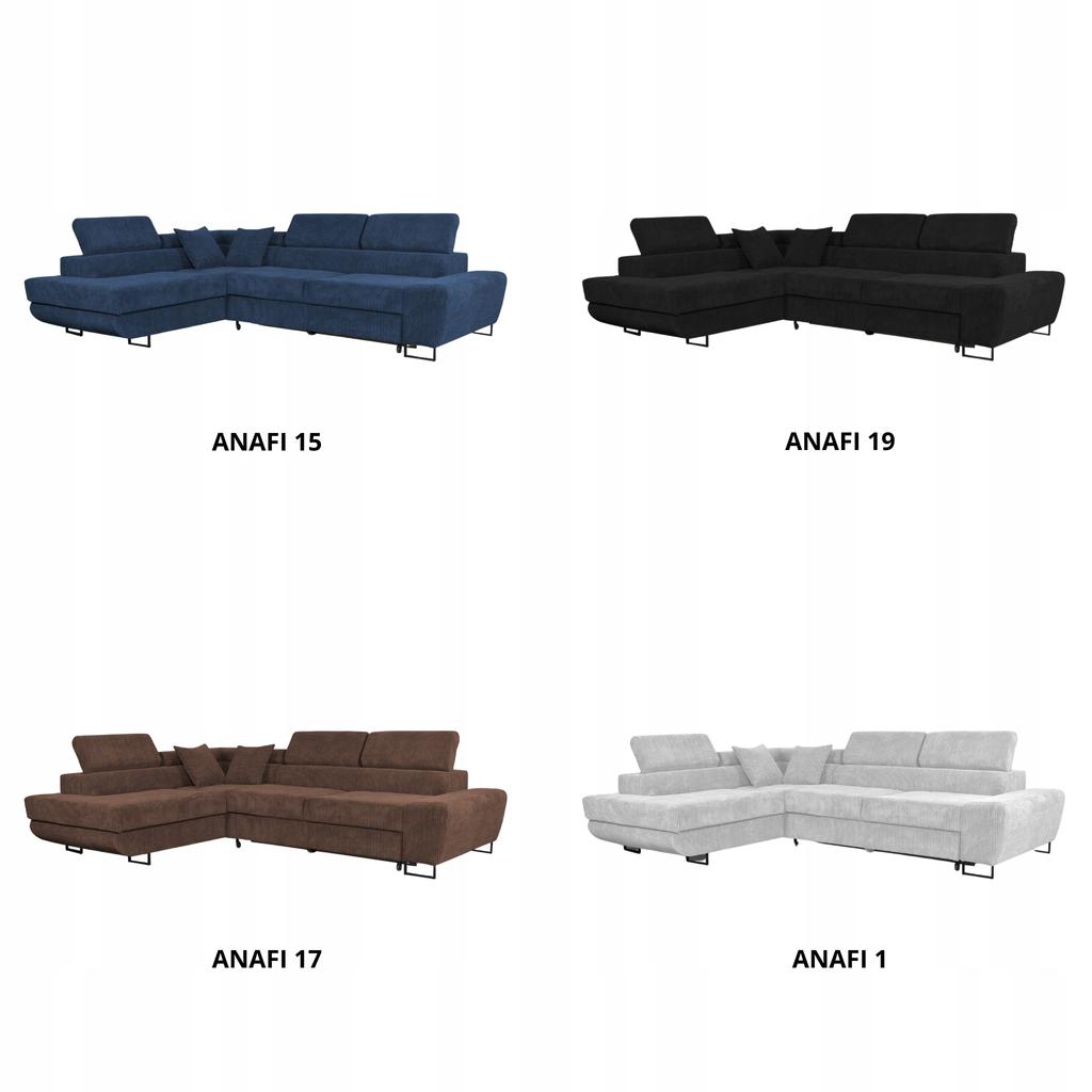 Corner Sofa, Foldable, F, Sleeping, Savio, Left, Family Furniture, Black, Corduroy