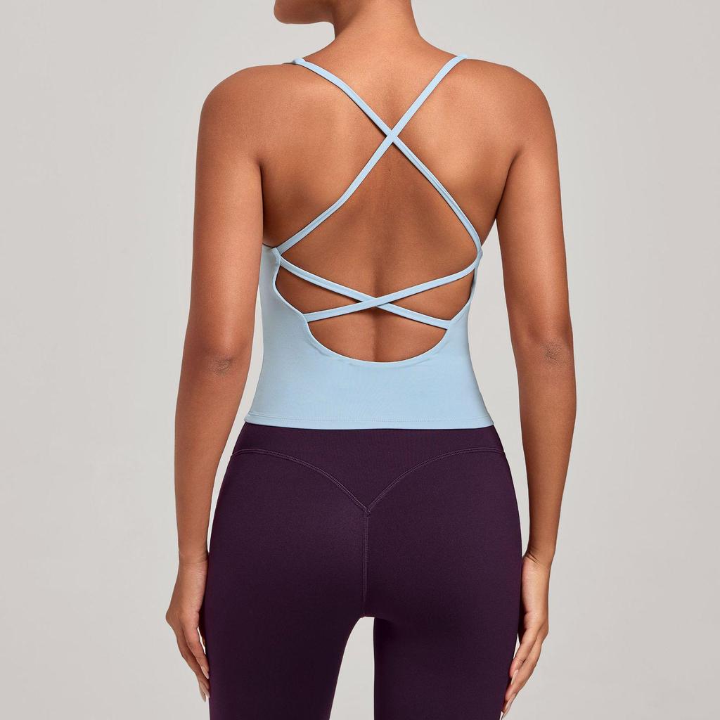 Cross-Strap Quick-Dry Yoga Vest: Versatile Running Sports Top with Stylish Back Design