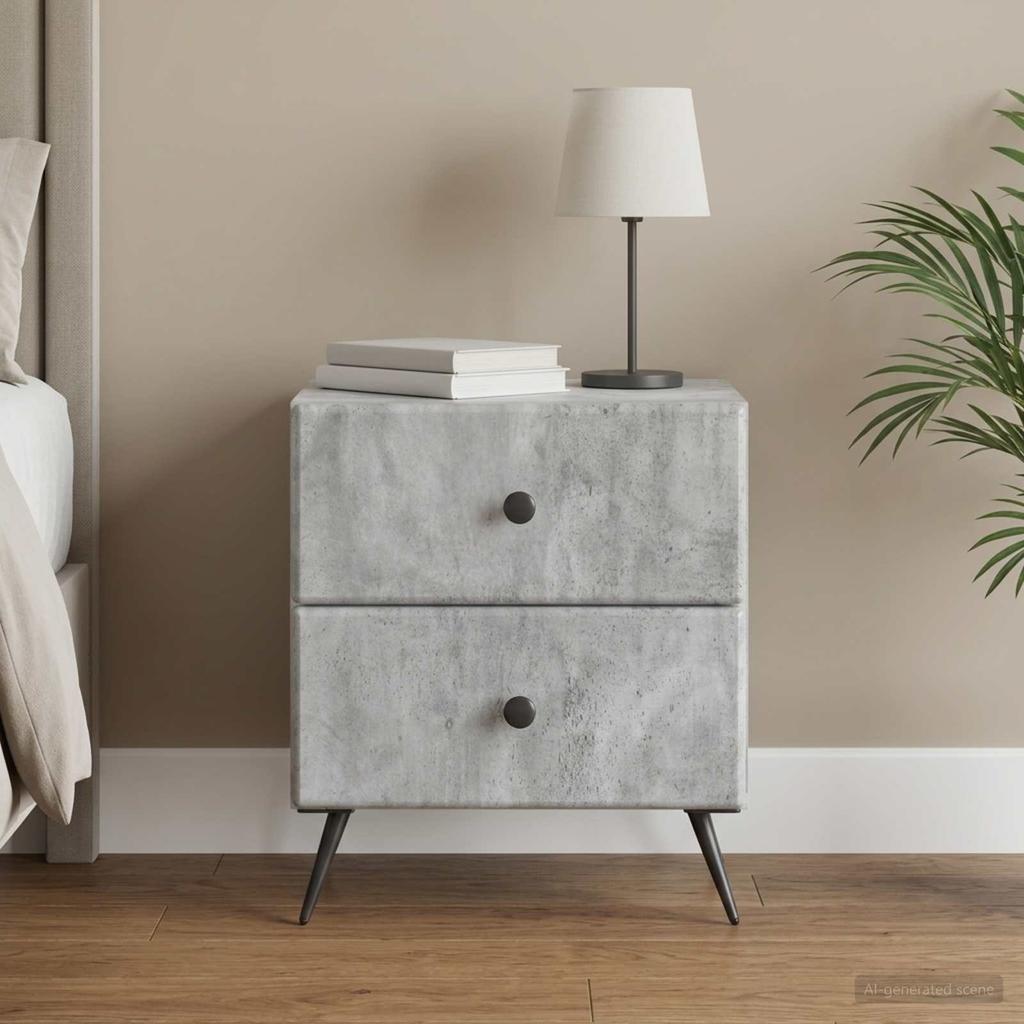 Nightstand Concrete Gray 43 X 34.5 X 47.5 Cm Particleboard