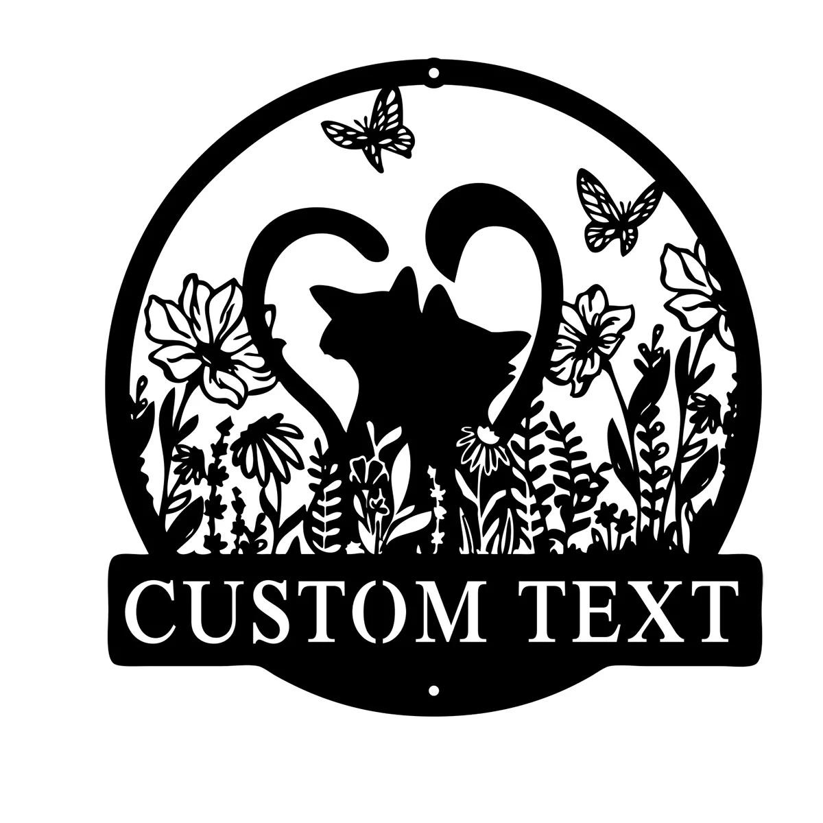 Metal Cat Wall Sign Personalized Cat Decor Gift for Cat Lover Metal Art чёрный