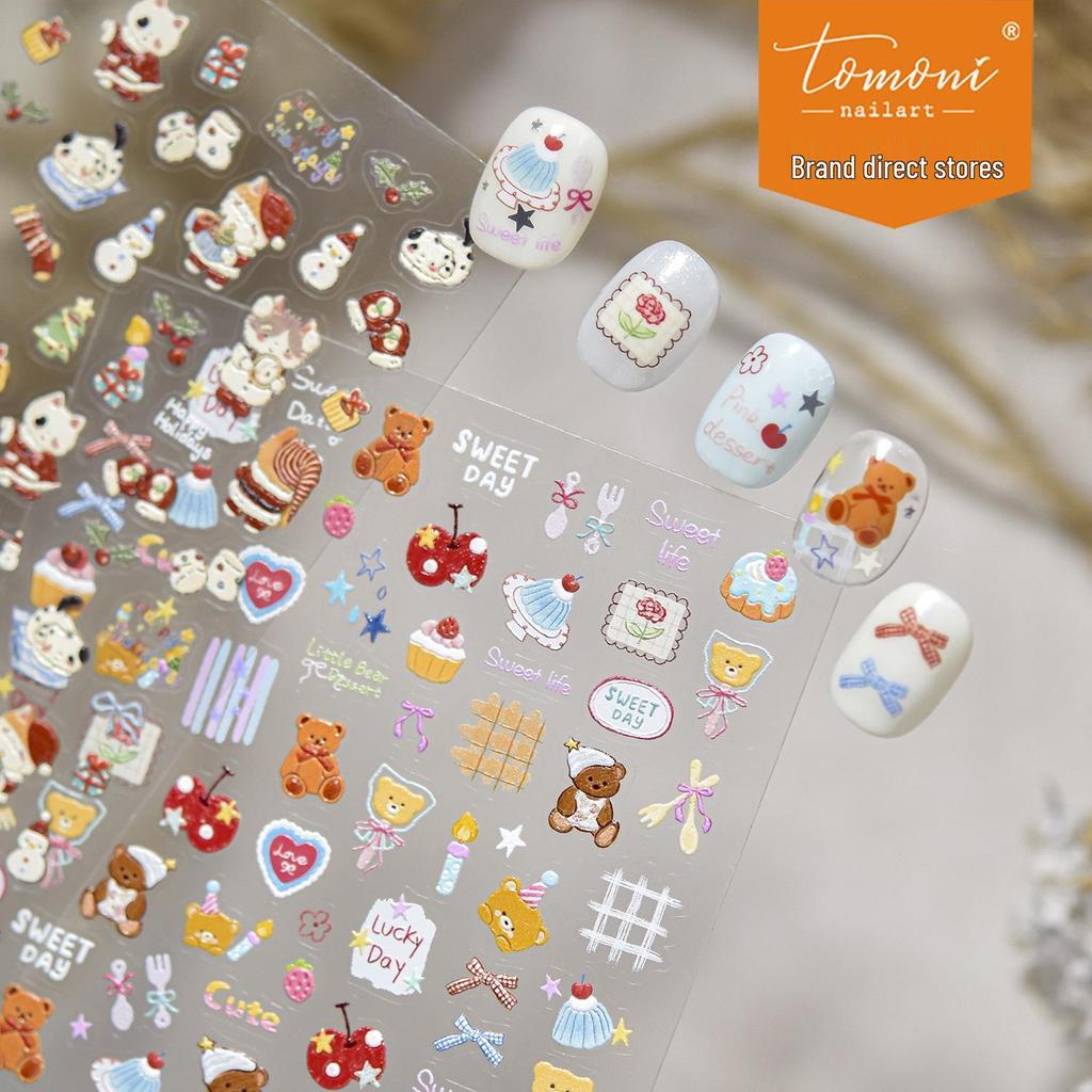 Tomoni 3D Winter Reindeer Nail Stickers for Kids - Cute Christmas Nail Art Embellishments