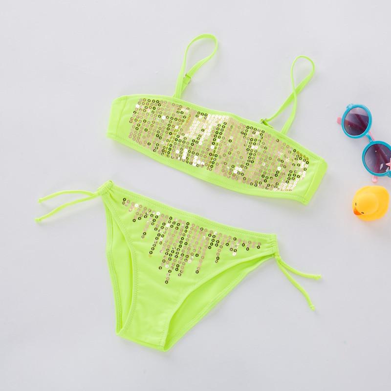 Maillot Enfant Plage Piscine SHEKINI - Maillot De Bain 2 Pièces Filles Imprimé Hawaïen Avec Volants - Bikini Réglable Pour 6-14 Ans Maillot Bain 2 Pièces Filles