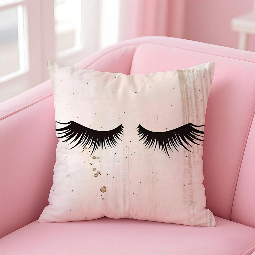 Beauty Makeup Eyelash Art Cushion Cover Pillowcase Short Plush Invisible Zipper Room Sofa Cushion Cover