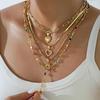 4 Stuks/Set Boheemse Kleurrijke Kristallen Lange Kettingen voor Vrouwen Dames Persoonlijkheid Hart Stapelketting Bedel Sieraden Accessoires
