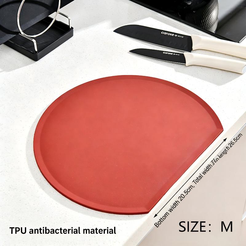 Thick Silicone Kitchen Cutting Board Pad, Tpu Double-Sided Flexible Cutting Board, Anti-Slip Rubber Semi-Circular Cutting Board as the picture